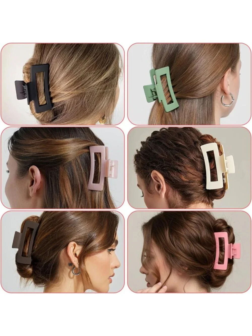 70 Pcs Medium Rectangle Hair Claw Clips - Matte Nonslip Jaw Clips for All Hair